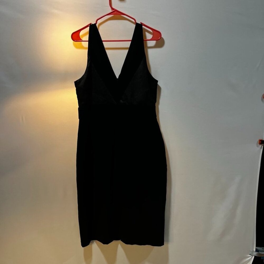 Harlyn Metallic Panel V-Neck Sleeveless Cocktail Sheath Dress Black XL - Picture 4 of 14